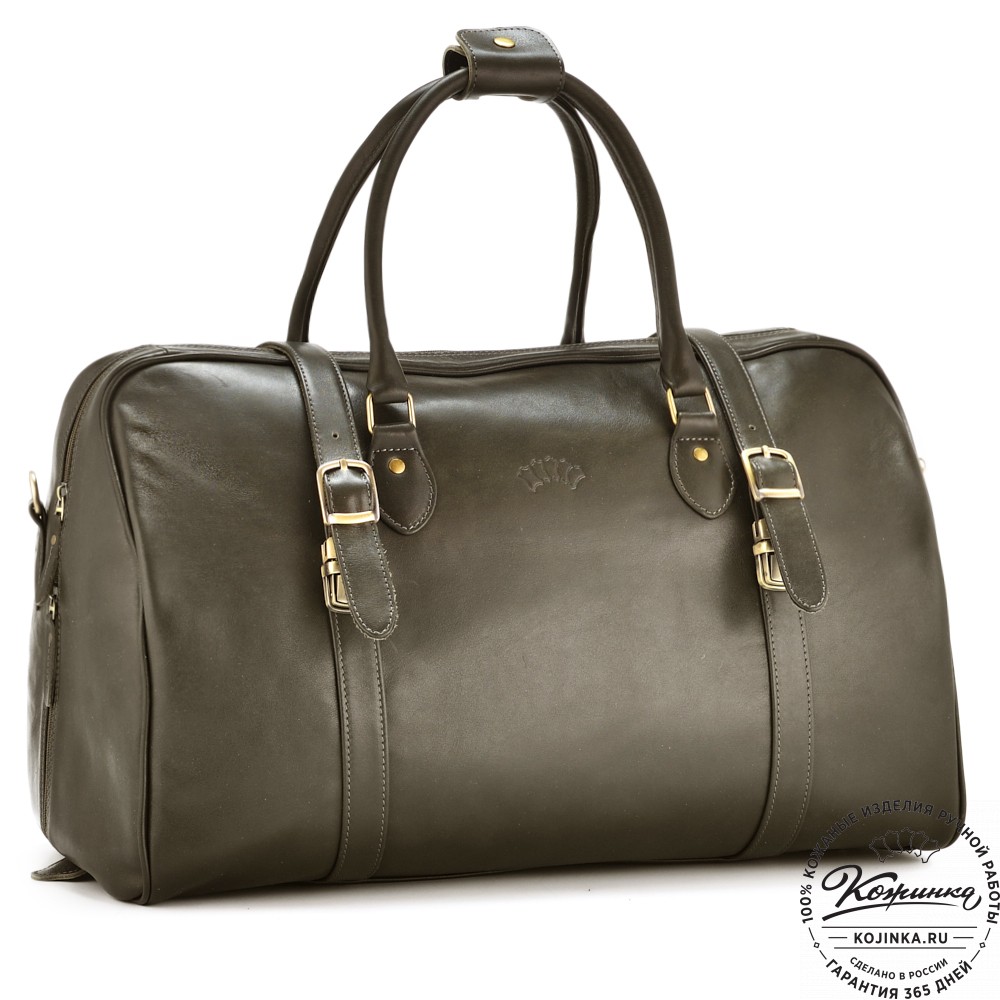 Кожаная дорожная сумка "Филипп" (хаки гладкая кожа)